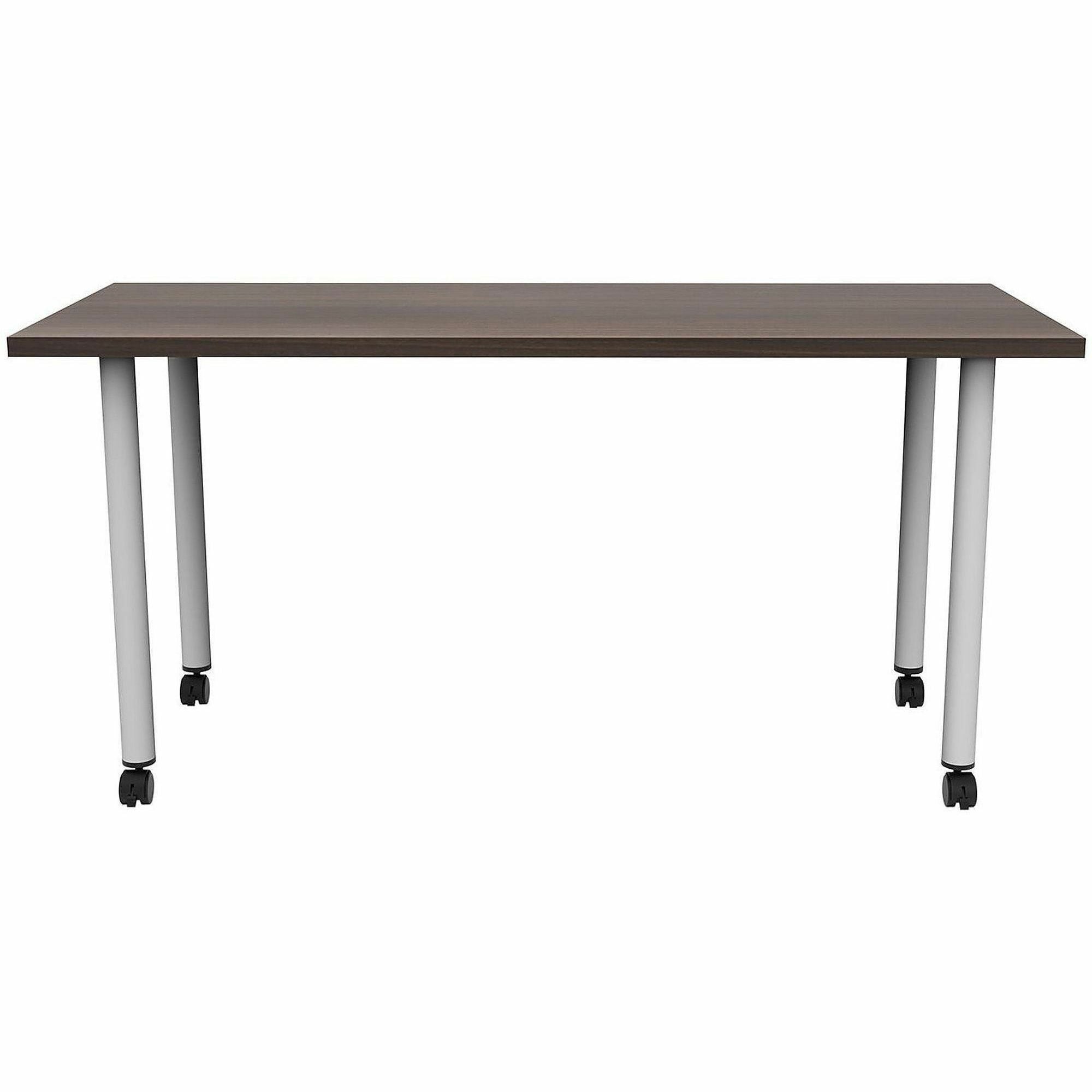 Safco Jurni Multi-Purpose Table with Post Leg & Casters, 60" x 24" x 29", Columbian Walnut Laminate, Powder Coated Base, 1 Each