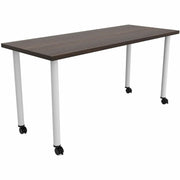 Safco Jurni Multi-Purpose Table with Post Leg & Casters, 60" x 24" x 29", Columbian Walnut Laminate, Powder Coated Base, 1 Each