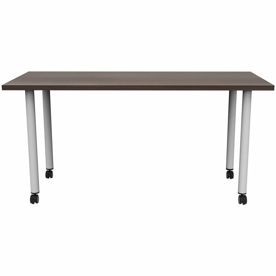 Safco Jurni Multi-Purpose Table with Post Leg & Casters, 60" x 24" x 29", Columbian Walnut Laminate, Powder Coated Base, 1 Each