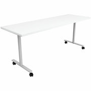 Safco Jurni Multi-Purpose Table with T-Leg & Casters, 72" x 24", Designer White, Laminate Top, Powder Coated Base, 29" Height, 1 Each
