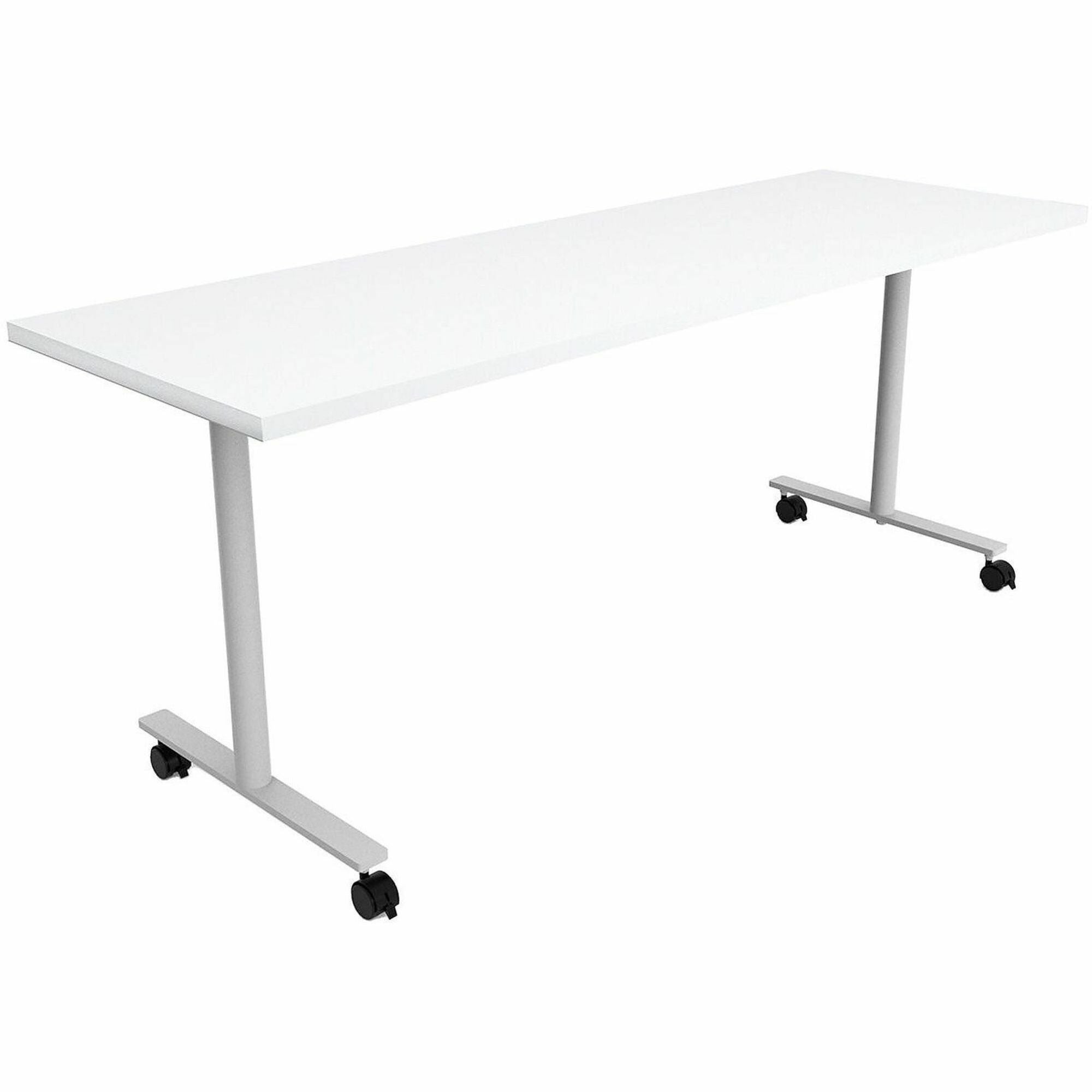 Safco Jurni Multi-Purpose Table with T-Leg & Casters, 72" x 24", Designer White, Laminate Top, Powder Coated Base, 29" Height, 1 Each