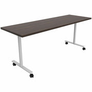 Safco Jurni Multi-Purpose Table with T-Leg & Casters, 72" x 24", Columbian Walnut, Laminate Top, Powder Coated Base, 29" Height, 1 Each