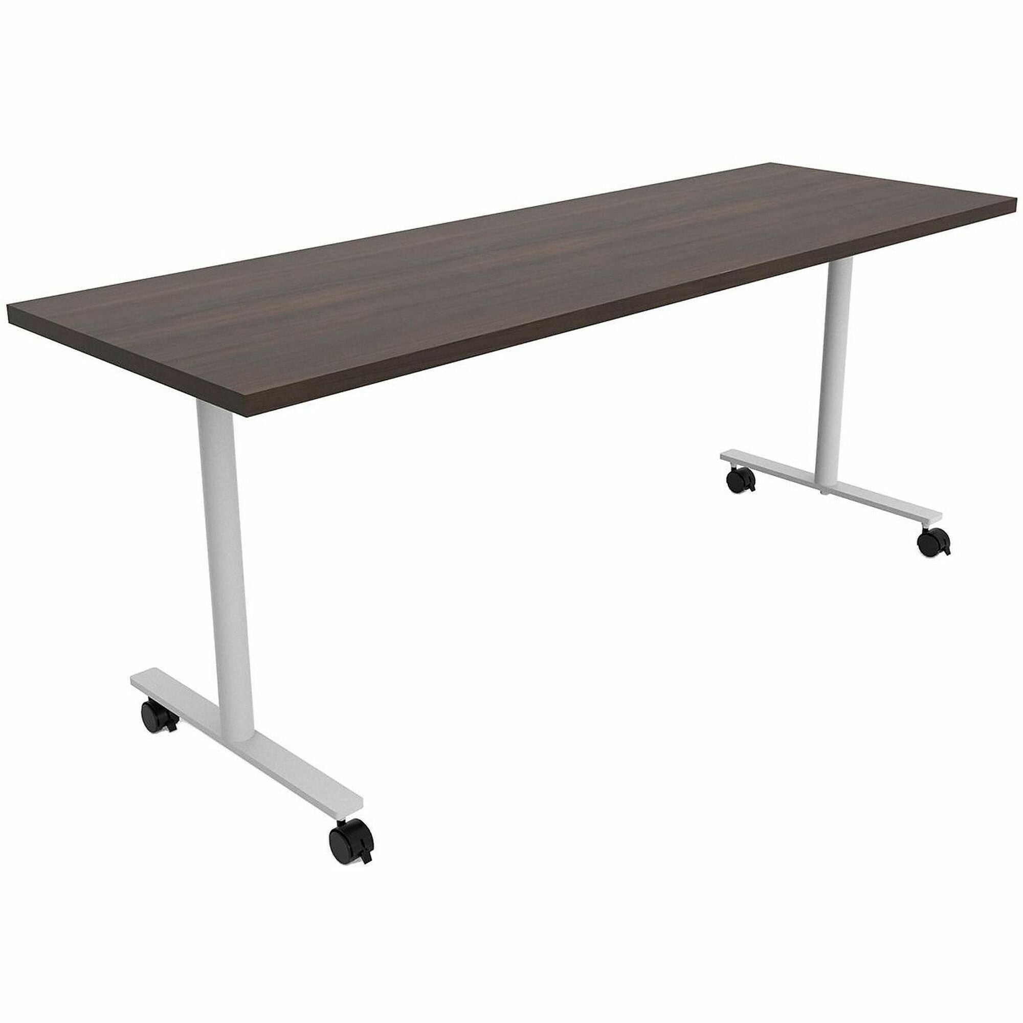 Safco Jurni Multi-Purpose Table with T-Leg & Casters, 72" x 24", Columbian Walnut, Laminate Top, Powder Coated Base, 29" Height, 1 Each