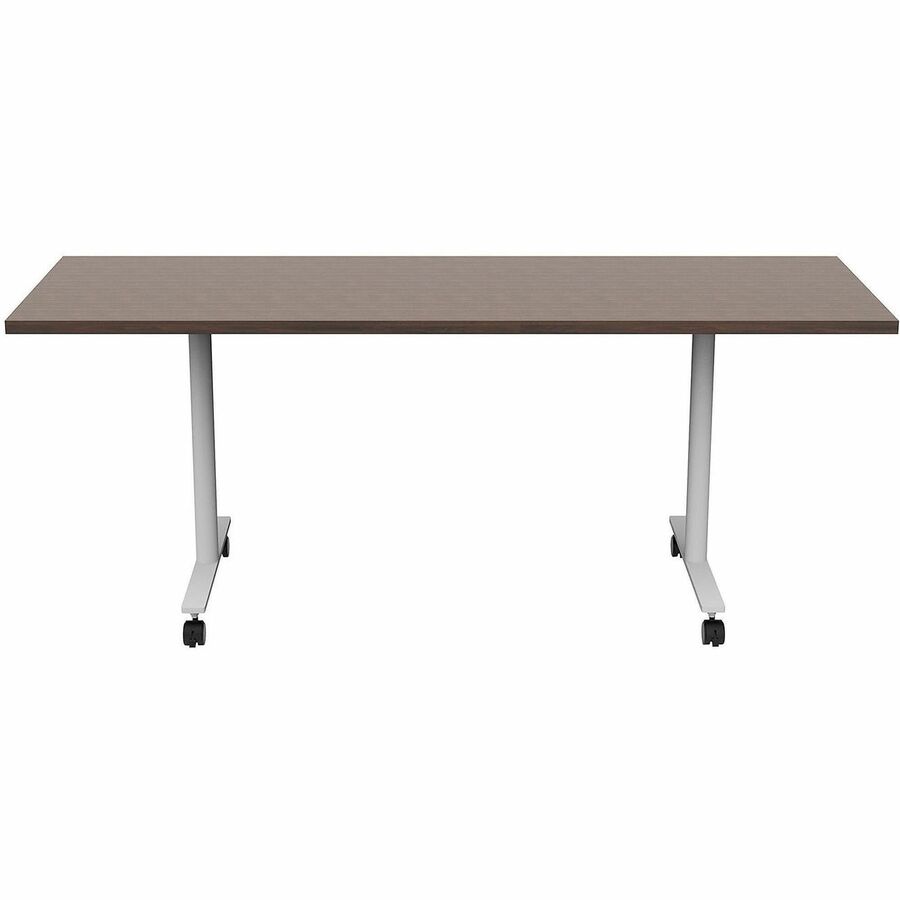 Safco Jurni Multi-Purpose Table with T-Leg & Casters, 72" x 24", Columbian Walnut, Laminate Top, Powder Coated Base, 29" Height, 1 Each