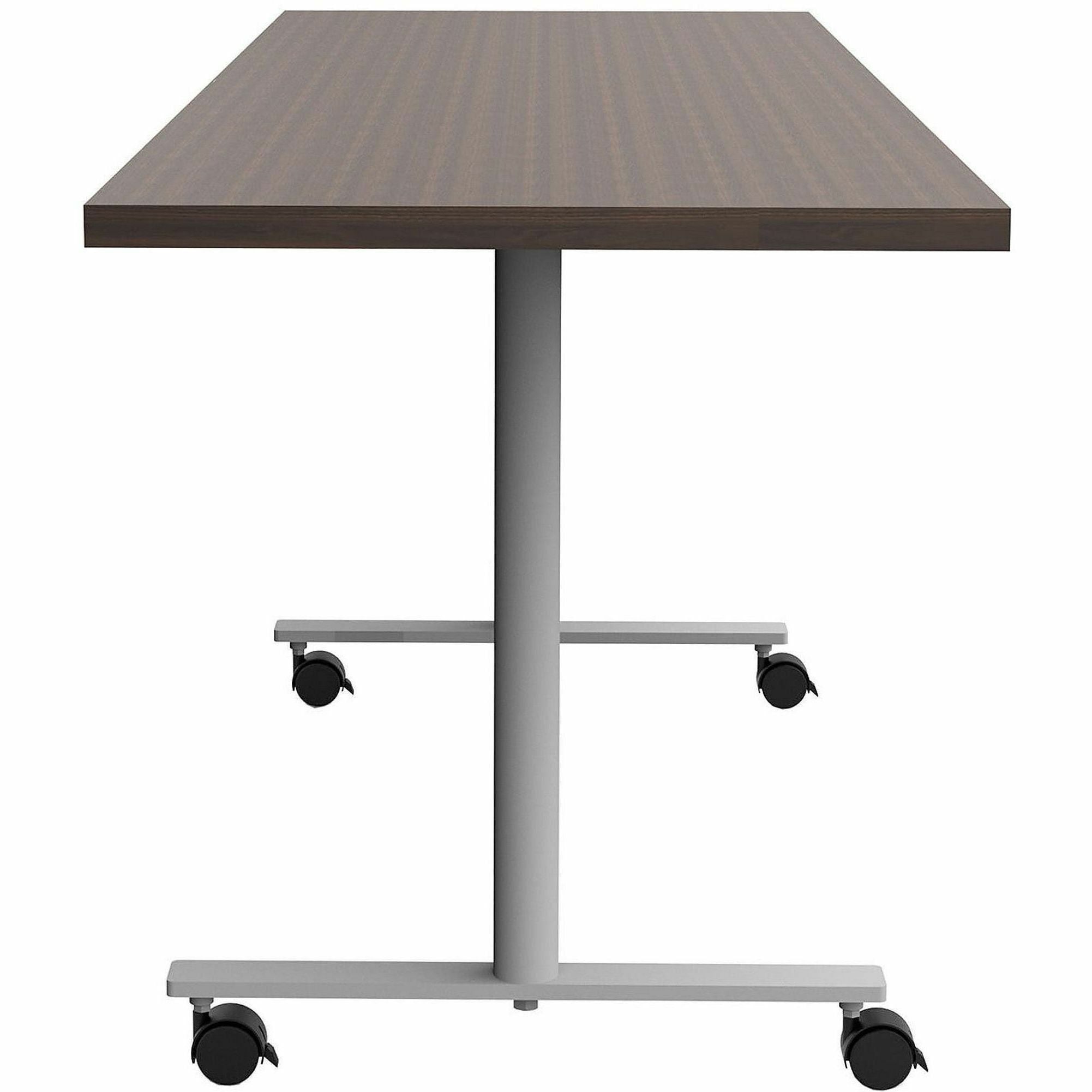 Safco Jurni Multi-Purpose Table with T-Leg & Casters, 72" x 24", Columbian Walnut, Laminate Top, Powder Coated Base, 29" Height, 1 Each