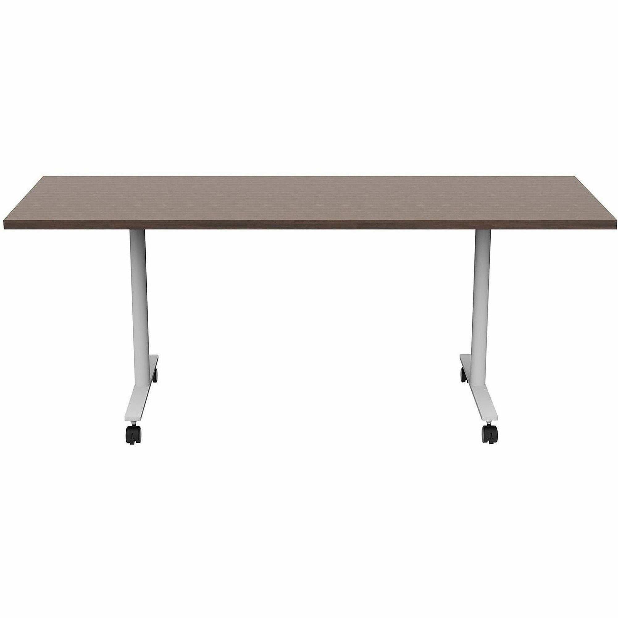 Safco Jurni Multi-Purpose Table with T-Leg & Casters, 72" x 24", Columbian Walnut, Laminate Top, Powder Coated Base, 29" Height, 1 Each