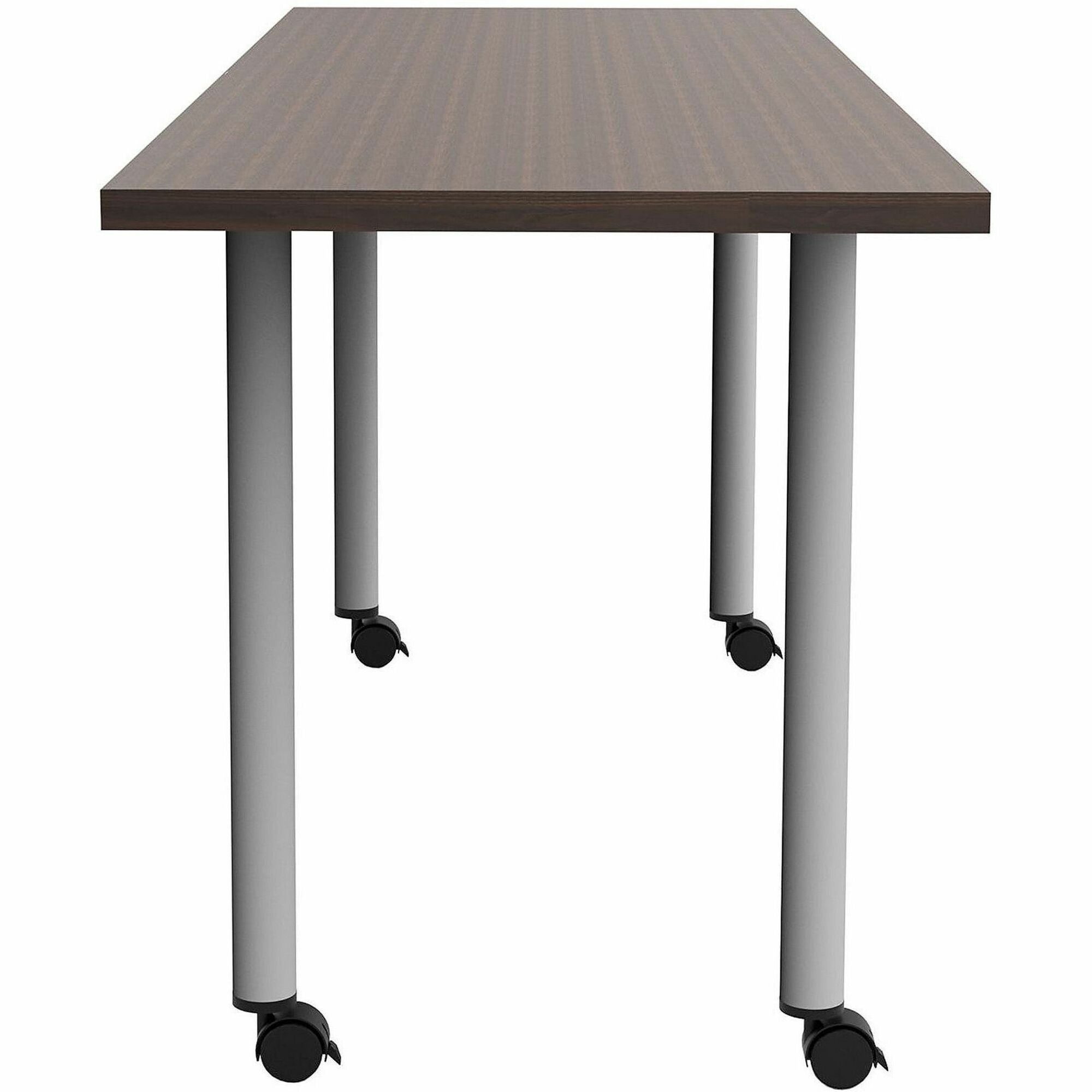 Safco Jurni Multi-Purpose Table with Post Leg & Casters, 72" x 24" Laminated Top, Columbian Walnut, 29" Height, 1 Each