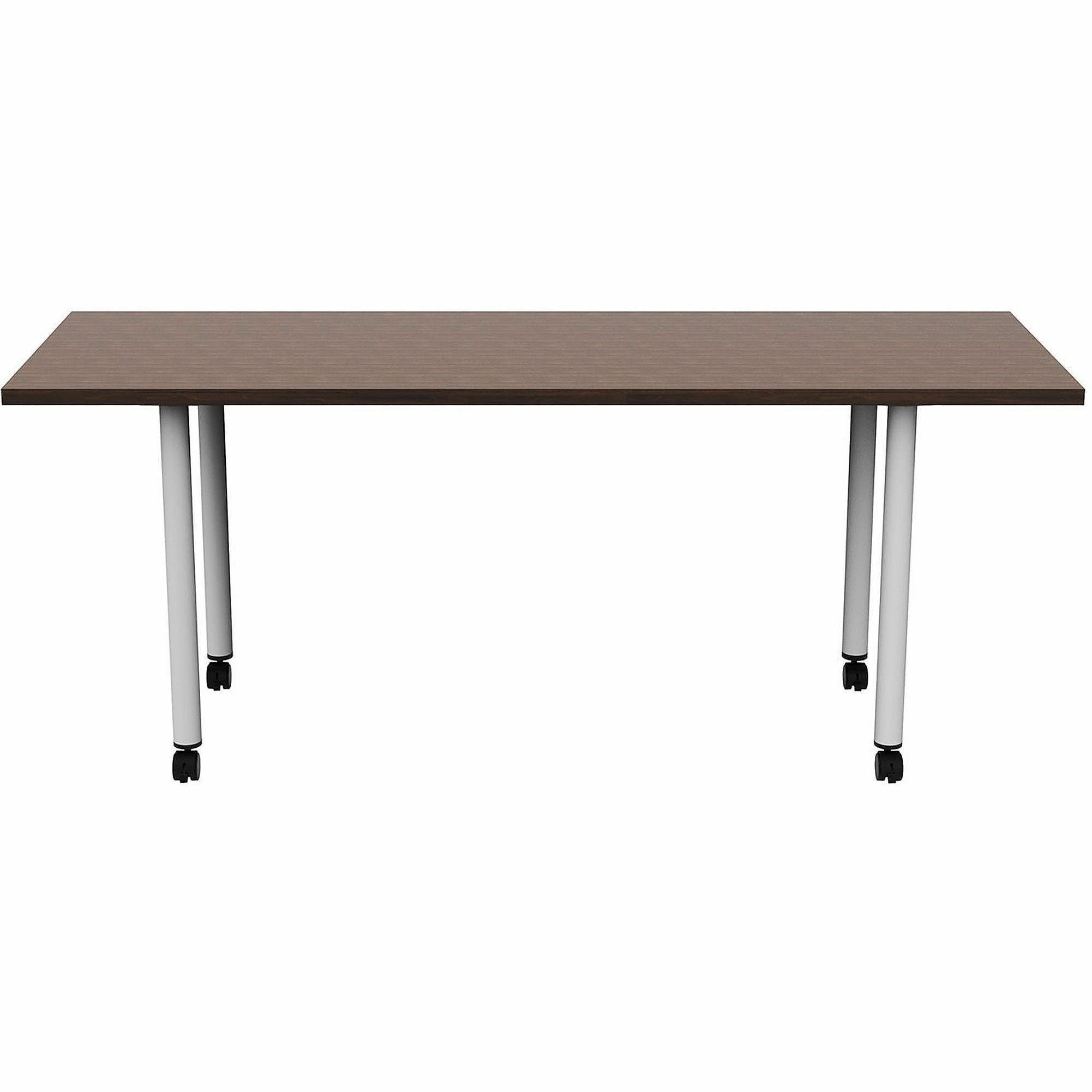 Safco Jurni Multi-Purpose Table with Post Leg & Casters, 72" x 24" Laminated Top, Columbian Walnut, 29" Height, 1 Each