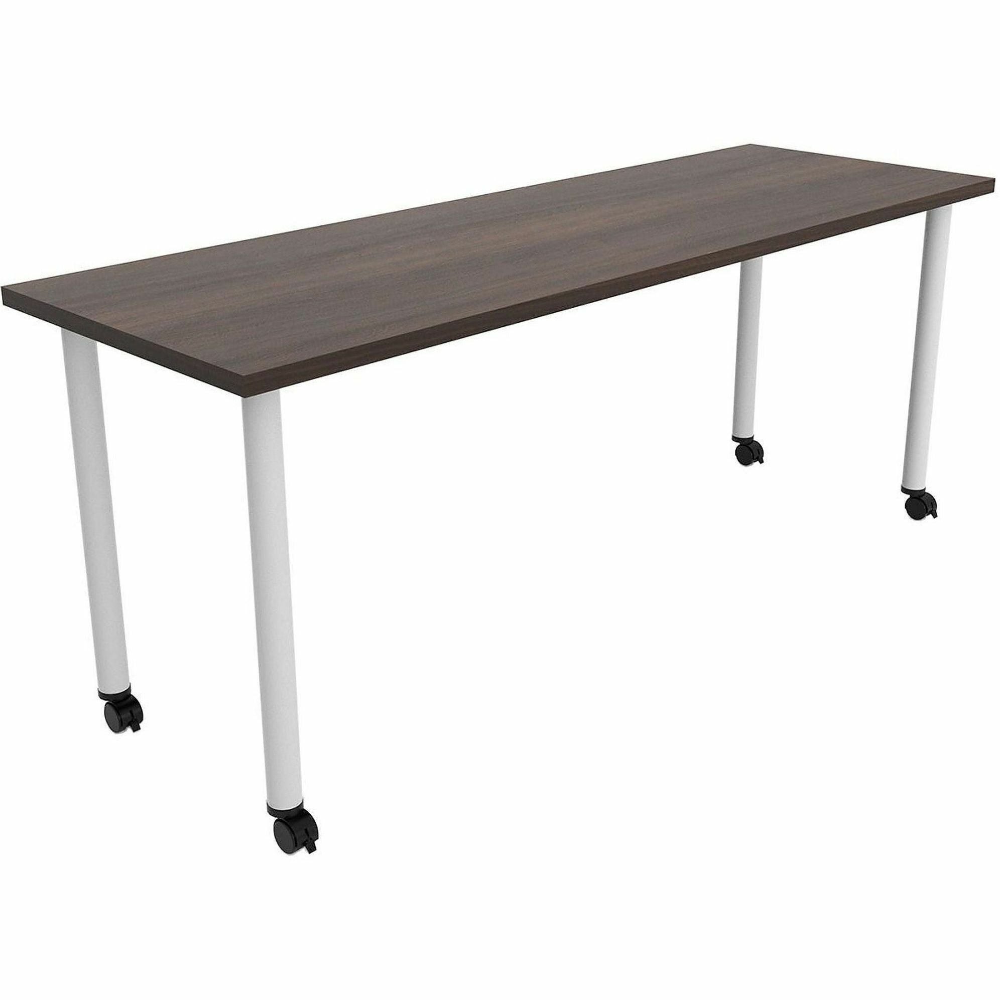 Safco Jurni Multi-Purpose Table with Post Leg & Casters, 72" x 24" Laminated Top, Columbian Walnut, 29" Height, 1 Each