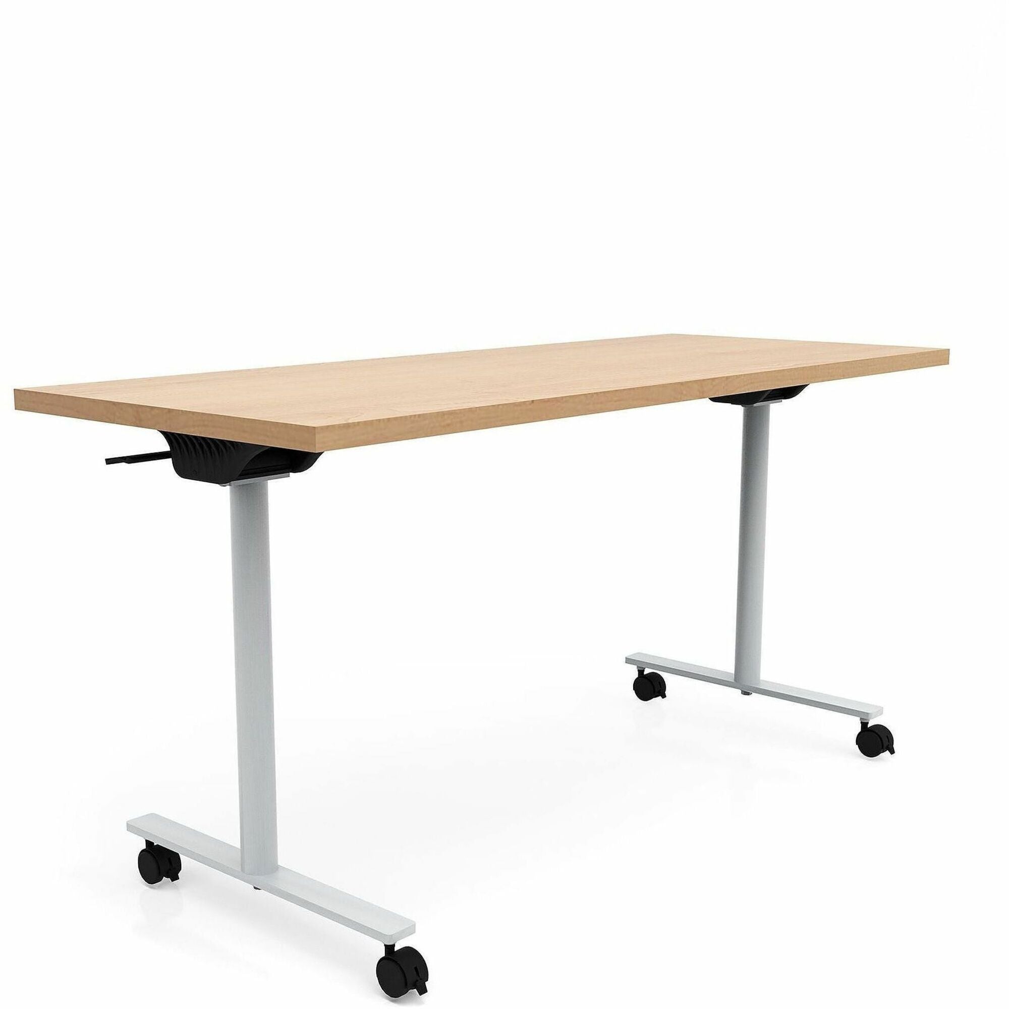 Safco Jurni Flip Table with Casters, 72" x 24" Laminate Top, T-shaped Powder Coated Base, Fusion Maple, 29" Height, 1 Each