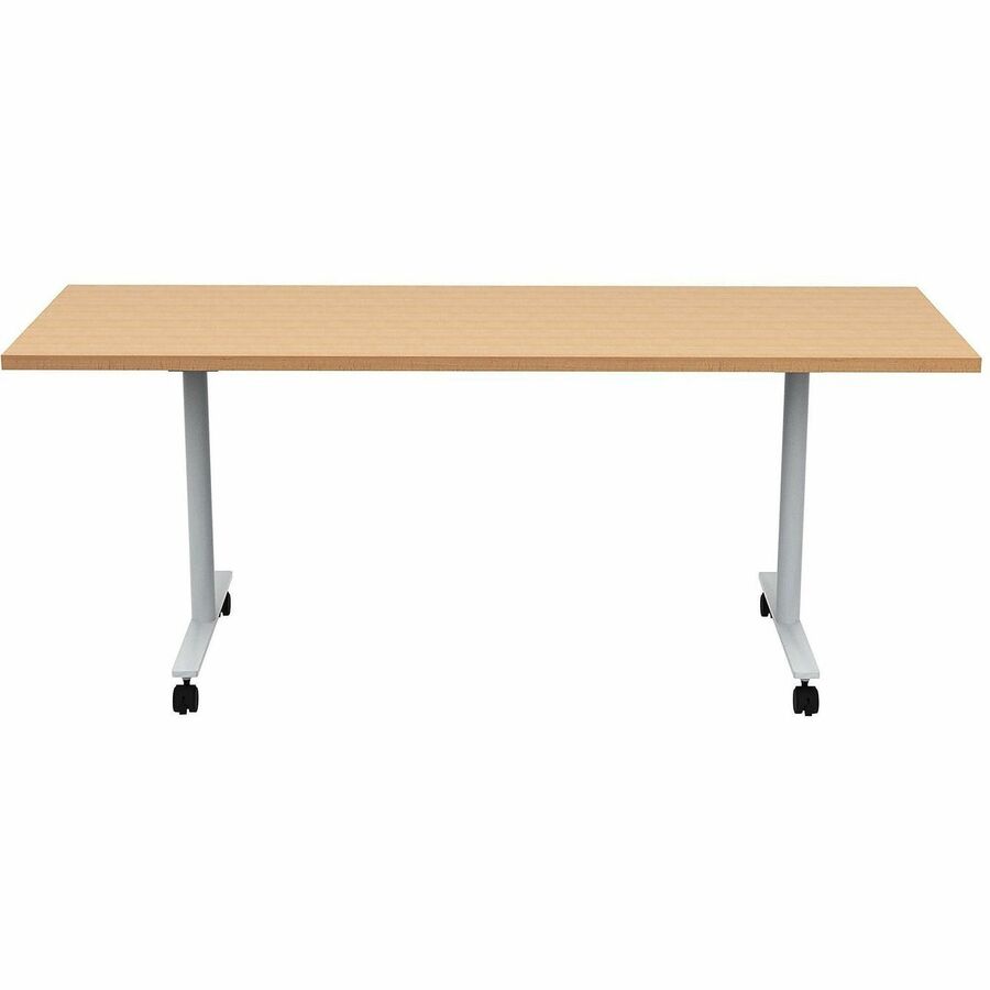 Safco Jurni Flip Table with Casters, 72" x 24" Laminate Top, T-shaped Powder Coated Base, Fusion Maple, 29" Height, 1 Each
