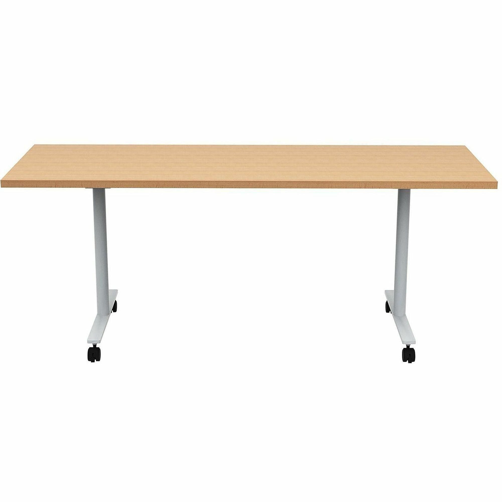 Safco Jurni Flip Table with Casters, 72" x 24" Laminate Top, T-shaped Powder Coated Base, Fusion Maple, 29" Height, 1 Each
