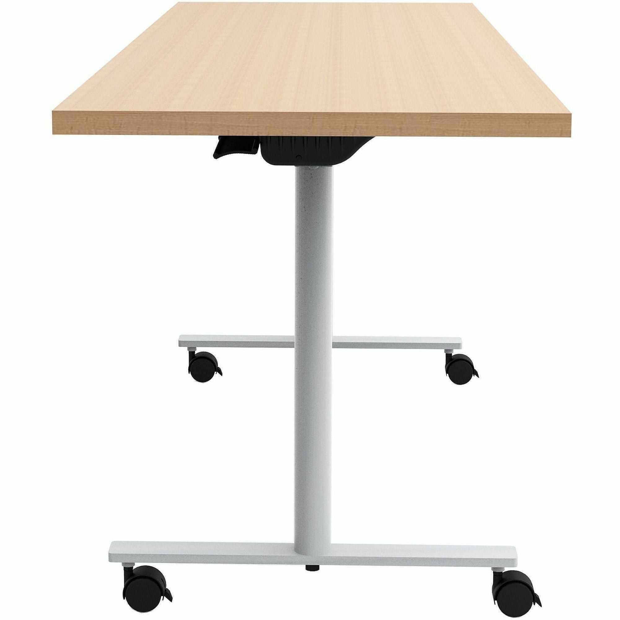 Safco Jurni Flip Table with Casters, 72" x 24" Laminate Top, T-shaped Powder Coated Base, Fusion Maple, 29" Height, 1 Each