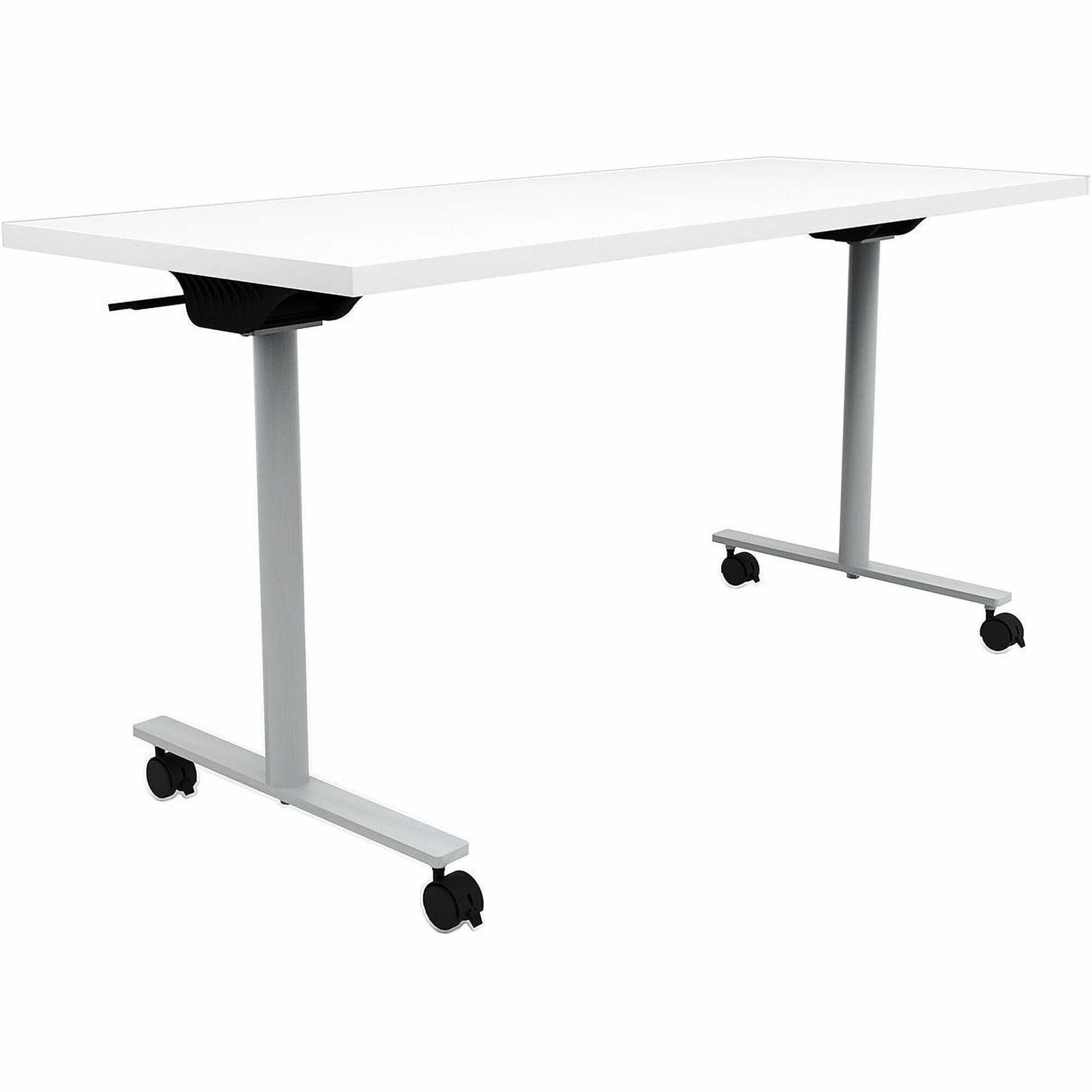 Safco Jurni Flip Table with Casters, 72" x 24" Laminated Top, T-shaped Powder Coated Base, Designer White, 29" Height, 1 Each