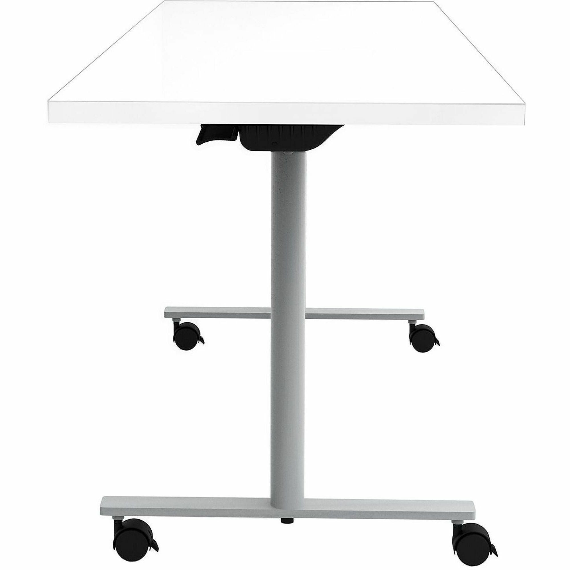 Safco Jurni Flip Table with Casters, 72" x 24" Laminated Top, T-shaped Powder Coated Base, Designer White, 29" Height, 1 Each