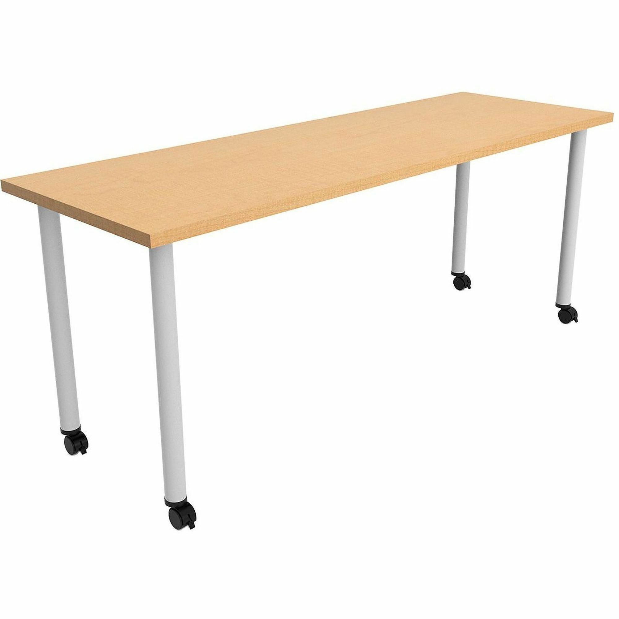 Safco Jurni Multi-Purpose Table with Post Leg & Casters, 72" x 24" Laminate Top, Fusion Maple Finish, Powder Coated Base, 29" Height, 1 Each