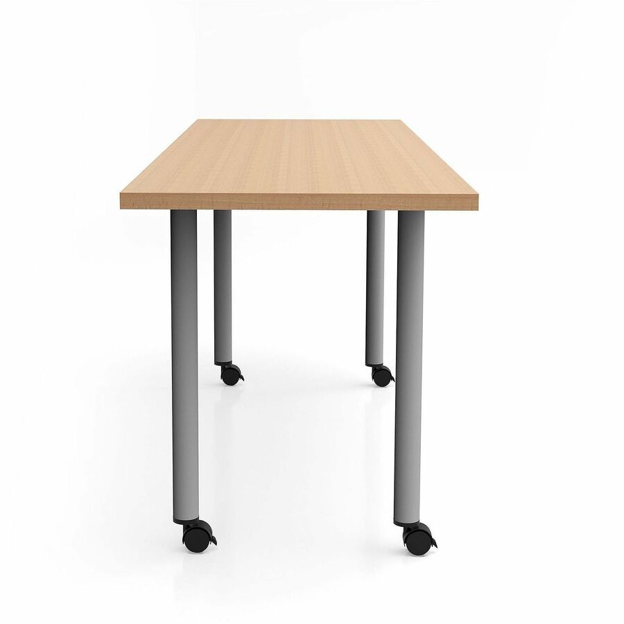 Safco Jurni Multi-Purpose Table with Post Leg & Casters, 72" x 24" Laminate Top, Fusion Maple Finish, Powder Coated Base, 29" Height, 1 Each
