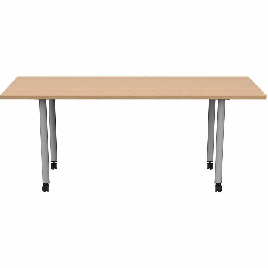 Safco Jurni Multi-Purpose Table with Post Leg & Casters, 72" x 24" Laminate Top, Fusion Maple Finish, Powder Coated Base, 29" Height, 1 Each