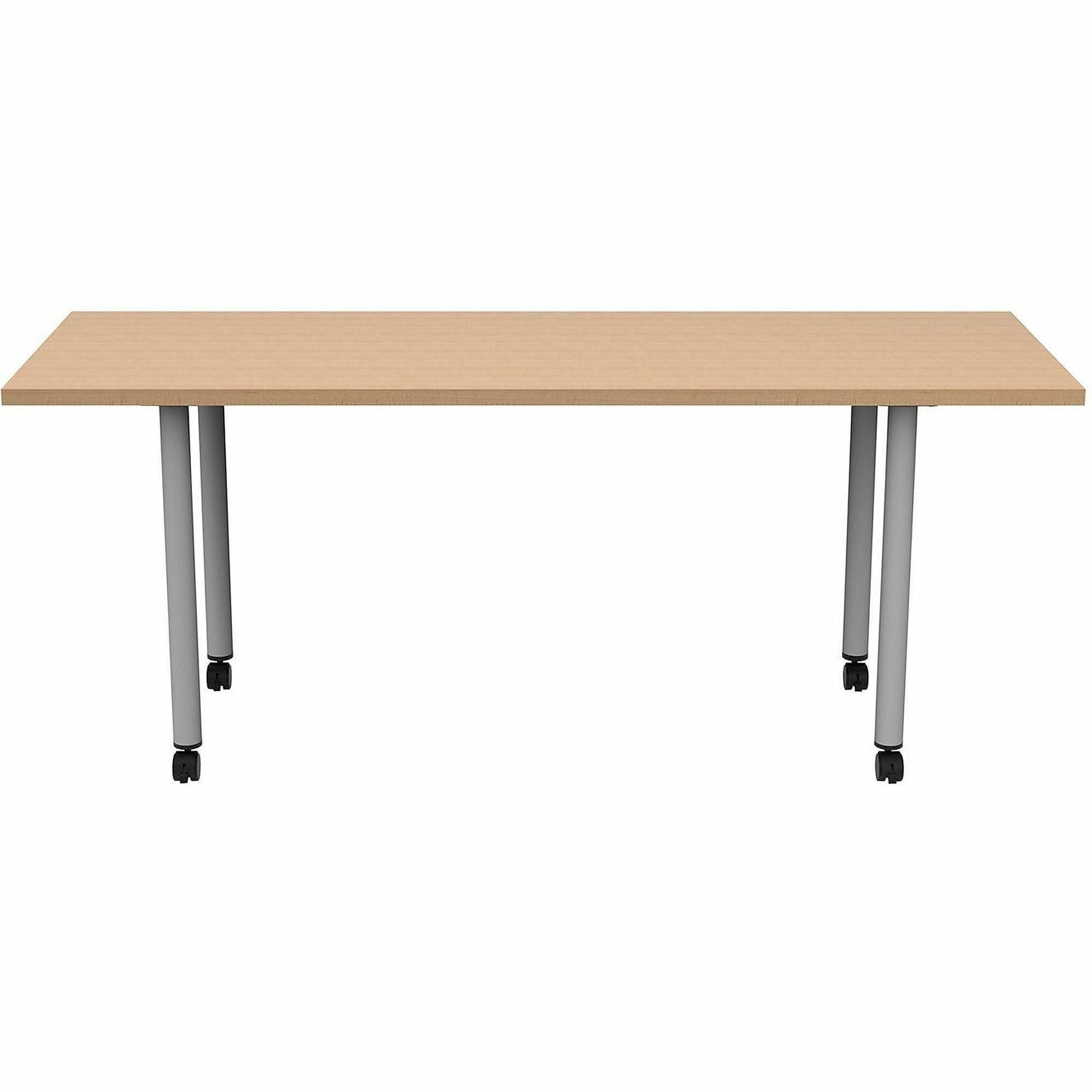 Safco Jurni Multi-Purpose Table with Post Leg & Casters, 72" x 24" Laminate Top, Fusion Maple Finish, Powder Coated Base, 29" Height, 1 Each