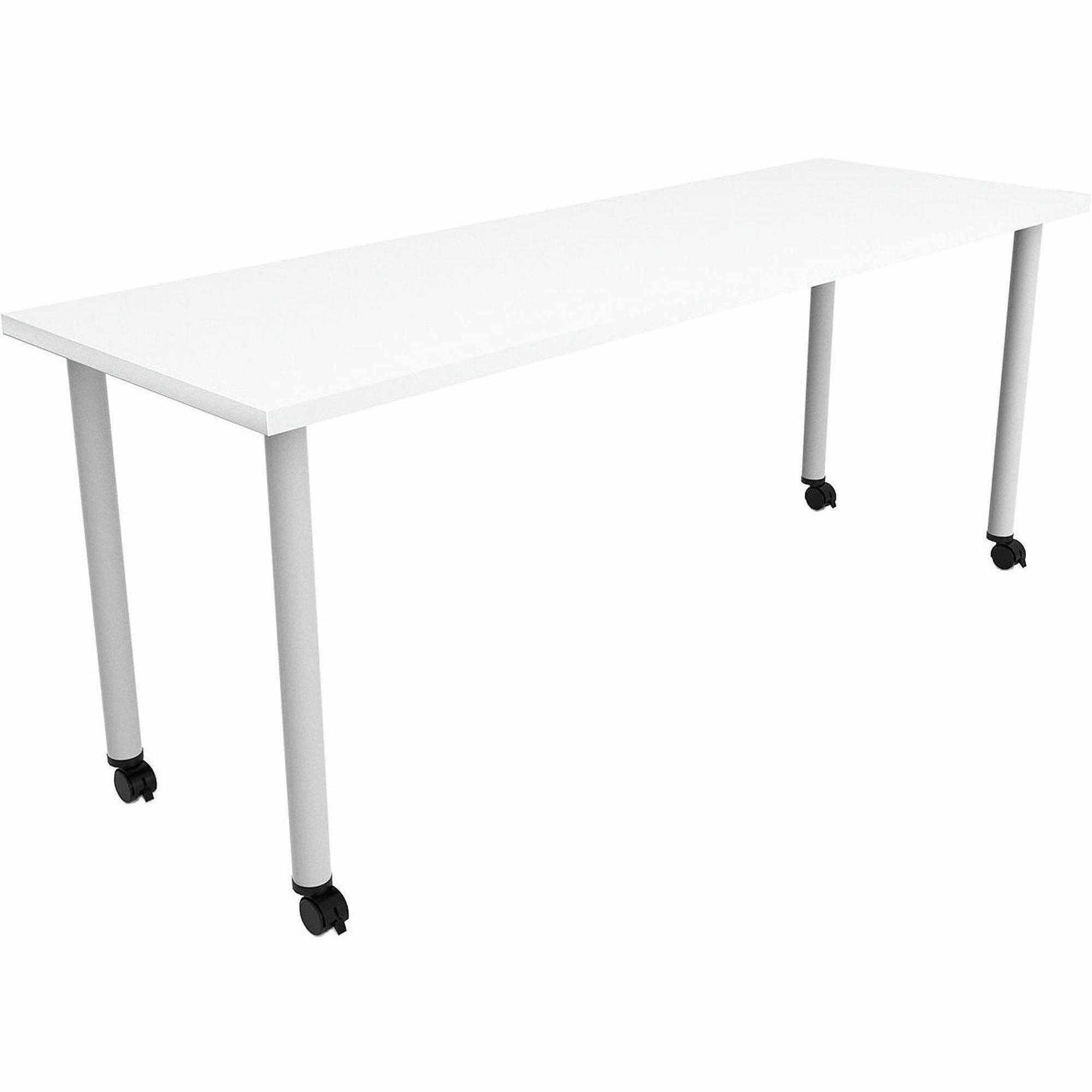 Safco Jurni Multi-Purpose Table with Post Leg & Casters, 72" x 24" Laminated Top, Designer White, 29" Height, 1 Each