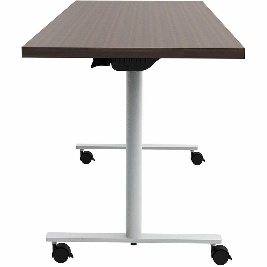 Safco Jurni Flip Table with Casters, 72" x 24" Laminated Top, T-shaped Powder Coated Base, Columbian Walnut, 29" Height, 1 Each