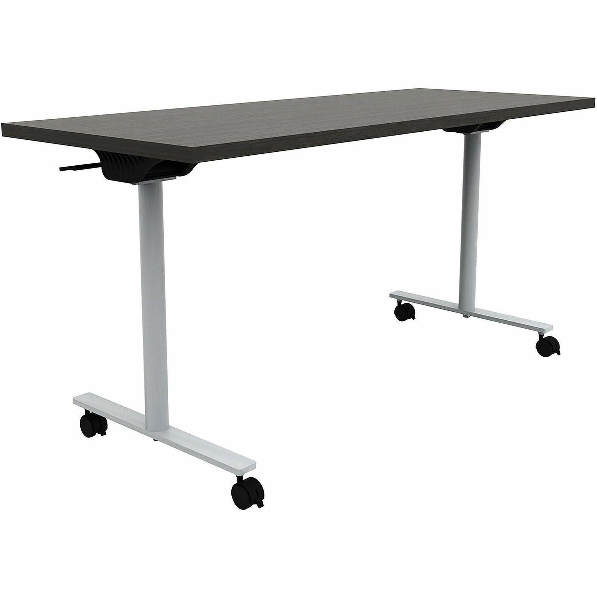 Safco Jurni Flip Table with Casters, 72" x 24" Laminated Top, T-shaped Powder Coated Base, Asian Night Finish, 29" Height, 1 Each