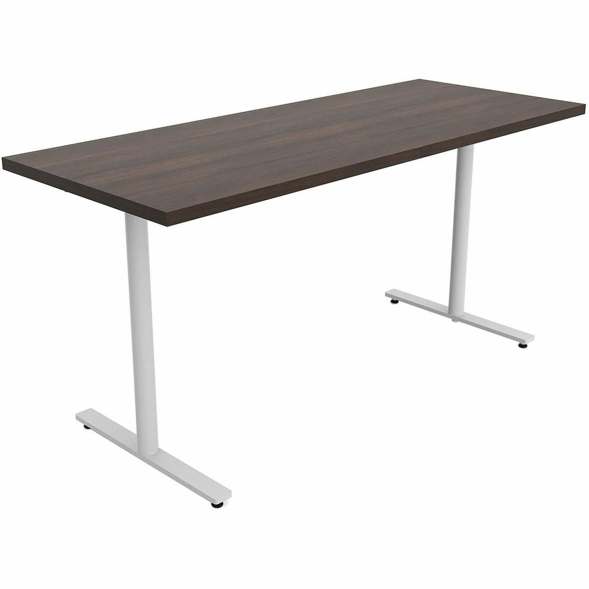 Safco Jurni Multi-Purpose Table with T-Leg & Glides, 60" x 24" x 29", Columbian Walnut Laminate, Modern Style, Textured Powder Coated Base, 1 Each