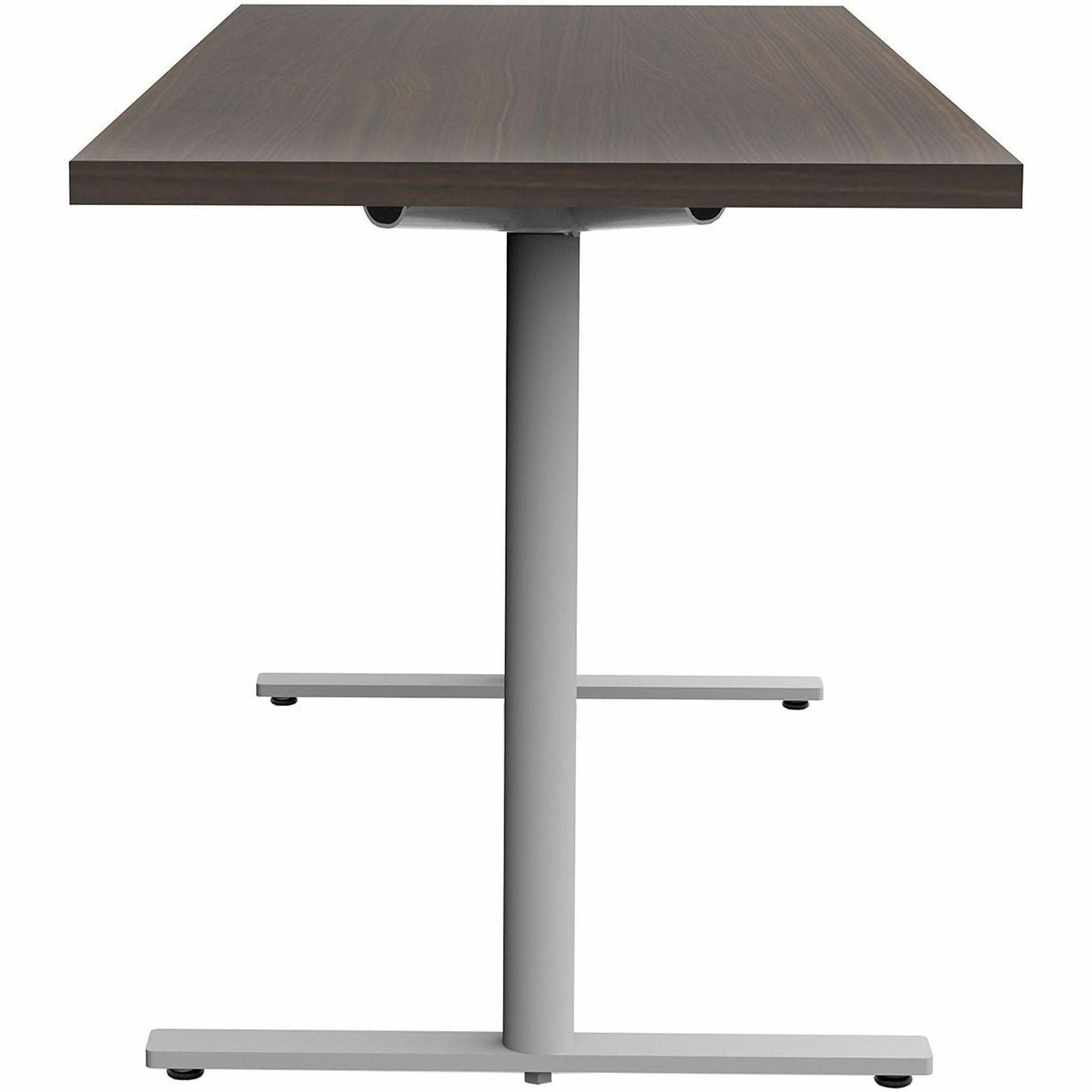 Safco Jurni Multi-Purpose Table with T-Leg & Glides, 60" x 24" x 29", Columbian Walnut Laminate, Modern Style, Textured Powder Coated Base, 1 Each