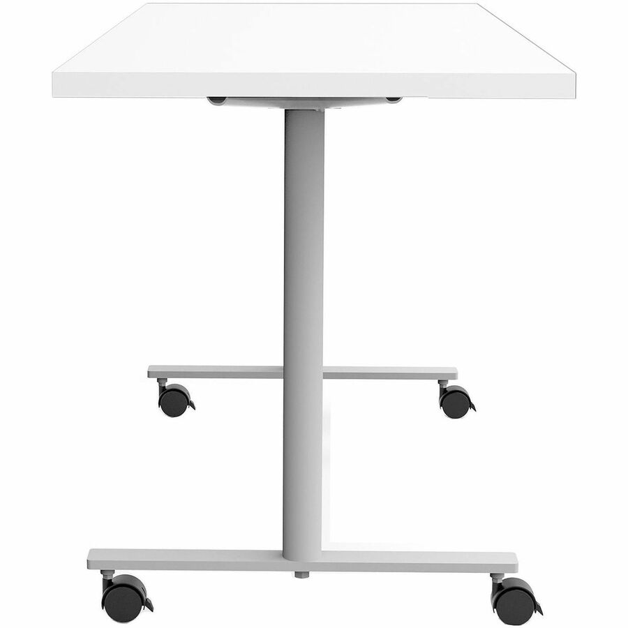 Safco Jurni Multi-Purpose Table with T-Leg & Casters, 60" x 24" x 29", Designer White Laminate Top, Textured Powder Coated Base, 1 Each