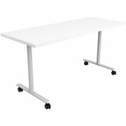 Safco Jurni Multi-Purpose Table with T-Leg & Casters, 60" x 24" x 29", Designer White Laminate Top, Textured Powder Coated Base, 1 Each