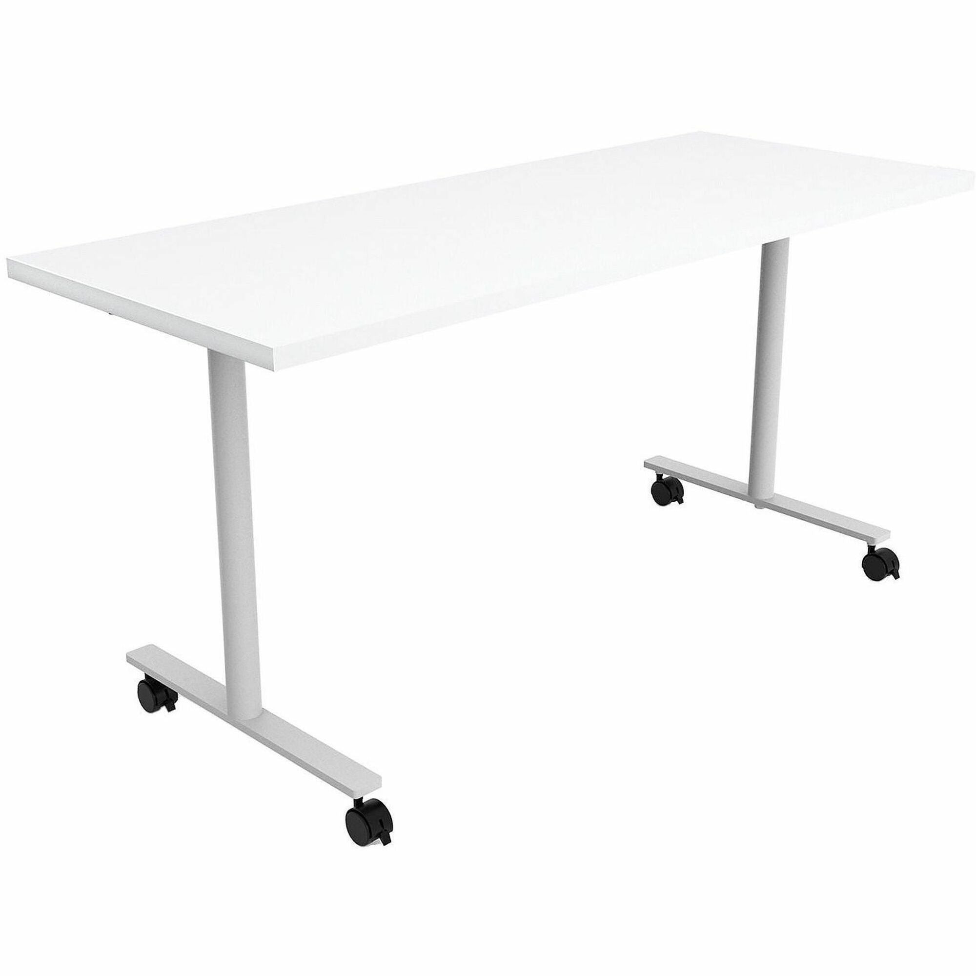 Safco Jurni Multi-Purpose Table with T-Leg & Casters, 60" x 24" x 29", Designer White Laminate Top, Textured Powder Coated Base, 1 Each