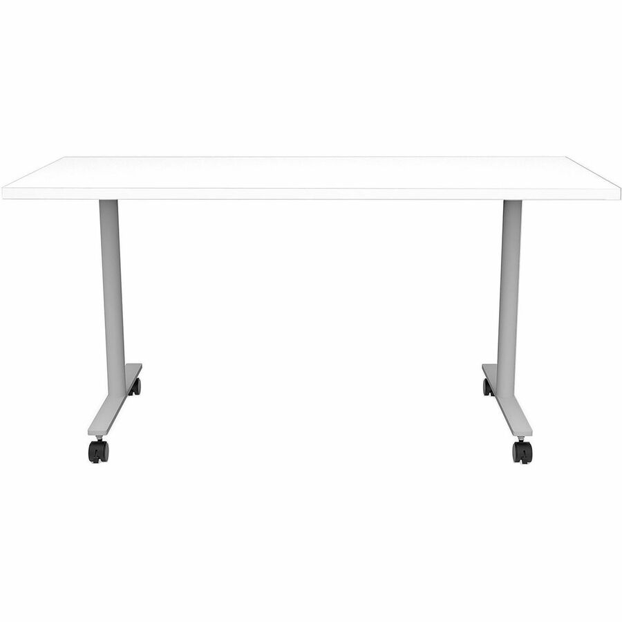 Safco Jurni Multi-Purpose Table with T-Leg & Casters, 60" x 24" x 29", Designer White Laminate Top, Textured Powder Coated Base, 1 Each