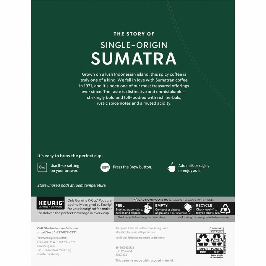 Dark - 24 K-Cup - K-Cup - Sumatra Blend - 4 / Carton