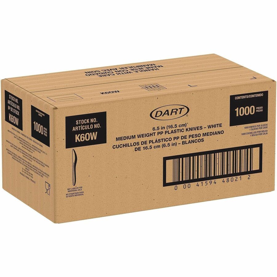 Solo Style Setter by Dart Cutlery Disposable - Knife - Knife - Food, Cafeteria, Barbecue, Breakroom - Disposable - Polypropylene, Plastic - White - 1 Carton