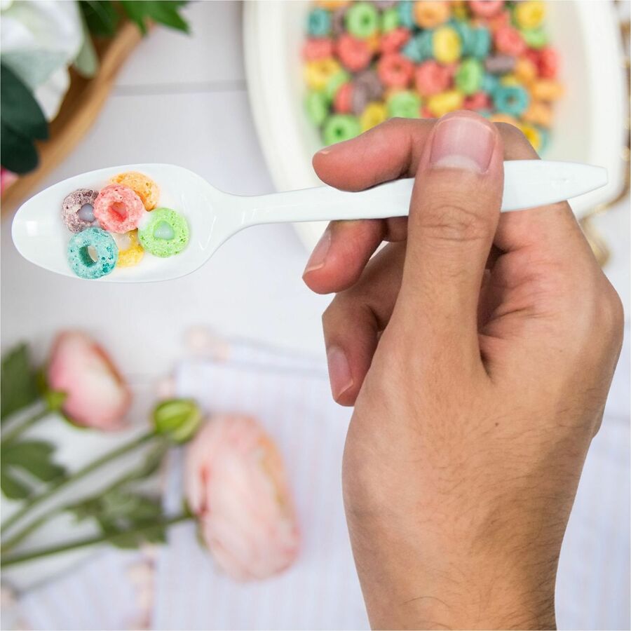 Solo Style Setter by Dart Cutlery Disposable - Teaspoon - Teaspoon - Food, Cafeteria, Barbecue, Breakroom - Disposable - Polypropylene, Plastic - White - 1 Carton
