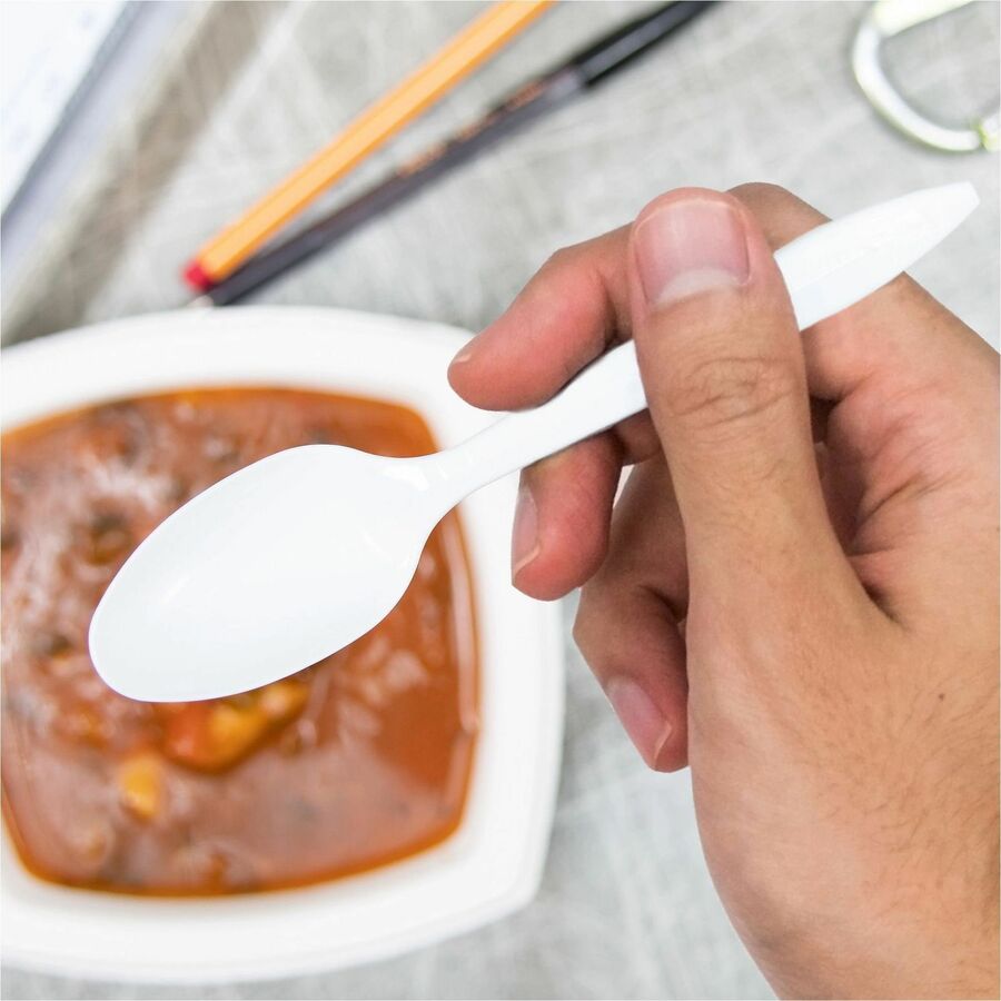 Solo Style Setter by Dart Cutlery Disposable - Teaspoon - Teaspoon - Food, Cafeteria, Barbecue, Breakroom - Disposable - Polypropylene, Plastic - White - 1 Carton