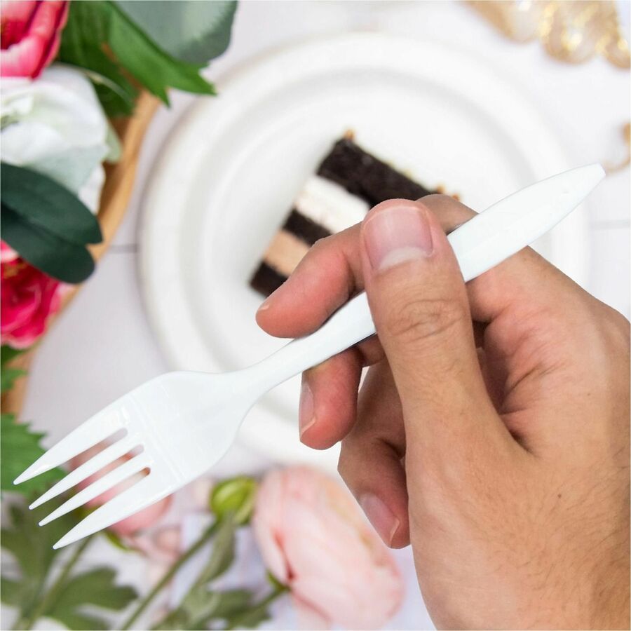 Solo Style Setter by Dart Cutlery Disposable - Fork - Fork - Food, Cafeteria, Barbecue, Breakroom - Disposable - Polypropylene, Plastic - White - 1 Carton