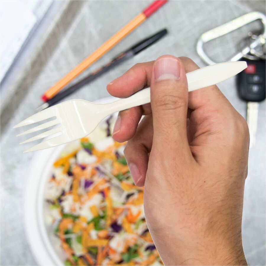 Solo Style Setter by Dart Cutlery Disposable - Fork - Fork - Food, Cafeteria, Barbecue, Breakroom - Disposable - Polypropylene, Plastic - White - 1 Carton