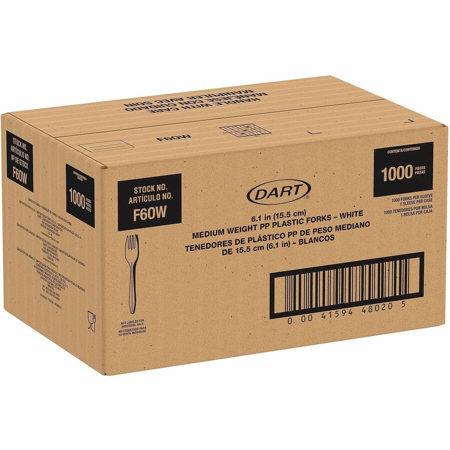 Solo Style Setter by Dart Cutlery Disposable - Fork - Fork - Food, Cafeteria, Barbecue, Breakroom - Disposable - Polypropylene, Plastic - White - 1 Carton