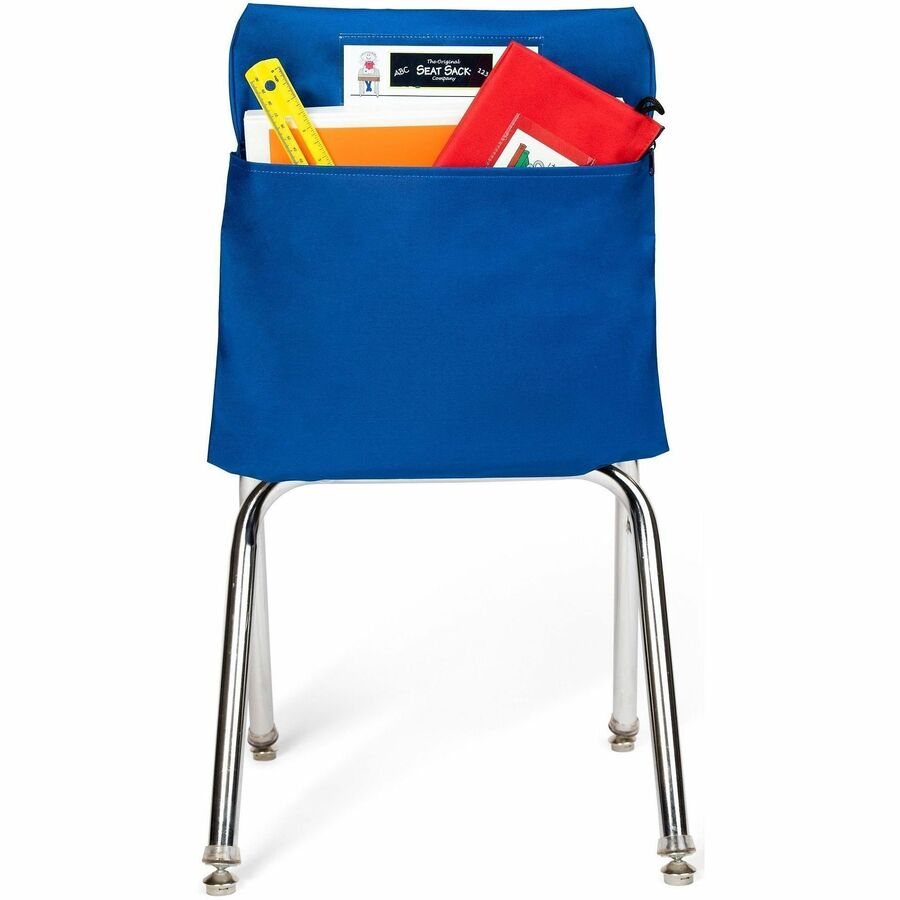 Seat Sack Classroom Pack One-Pocket Seat Sacks - 1 Pocket(s) - 1 Compartment(s) - 14" Width x 2" Depth - Chair - Durable, Desk Space, Laminated, Washable, Expandable - Blue - Poly Cotton - 1 Each