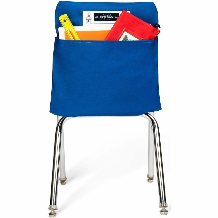 Seat Sack Classroom Pack One-Pocket Seat Sacks - 1 Pocket(s) - 1 Compartment(s) - 15" Width x 2" Depth - Chair - Durable, Desk Space, Laminated, Washable, Expandable - Blue - Poly Cotton - 1 Each