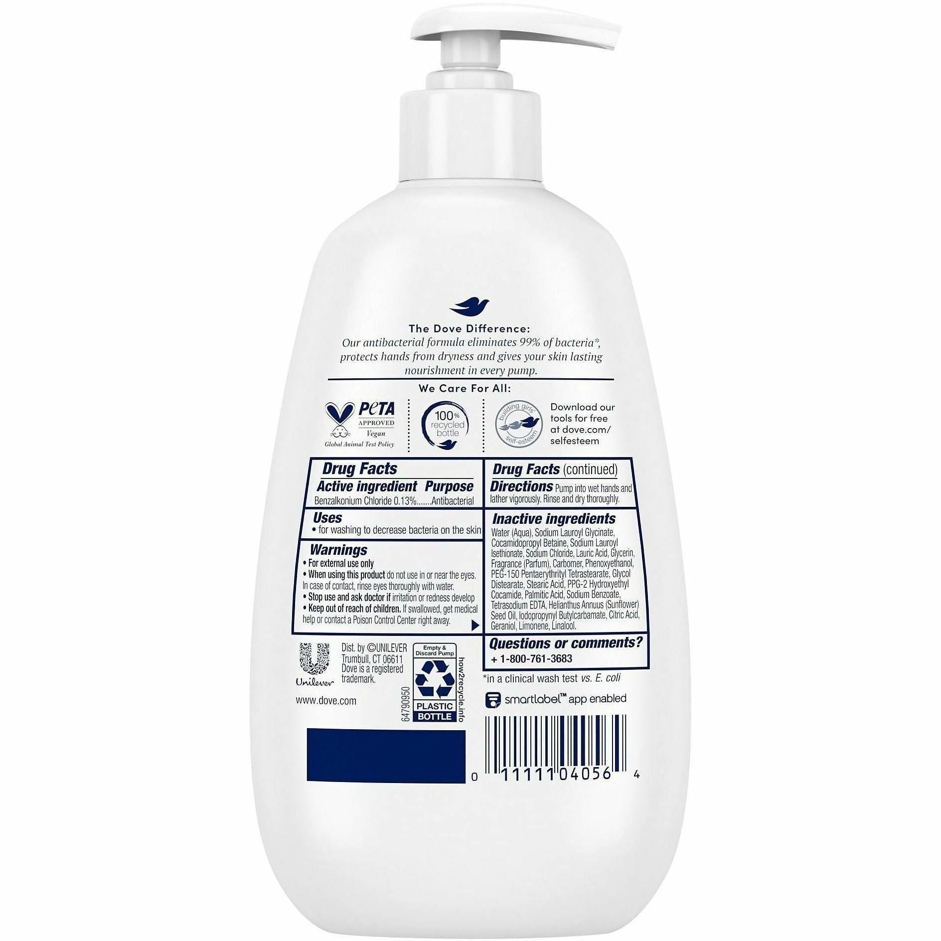 Dove Adv.-Care Antibacterial Hand Wash - Kill Germs, Bacteria Remover - Hand - Moisturizing - Antibacterial - White - 1 Each