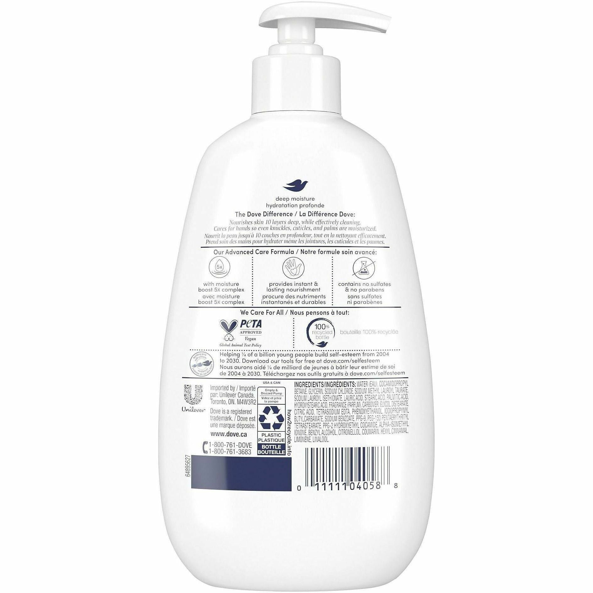 Dove Advanced Care Deep Moisture Hand Wash - Kill Germs, Bacteria Remover, Dirt Remover - Hand - Moisturizing - Antibacterial - White - 1 Each