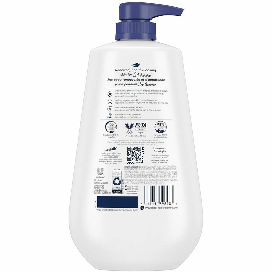Dove Deep Moisture Body Wash - 30.60 fl oz - Pump Bottle Dispenser - Body, Skin - Moisturizing - White - Unscented - 1 Each