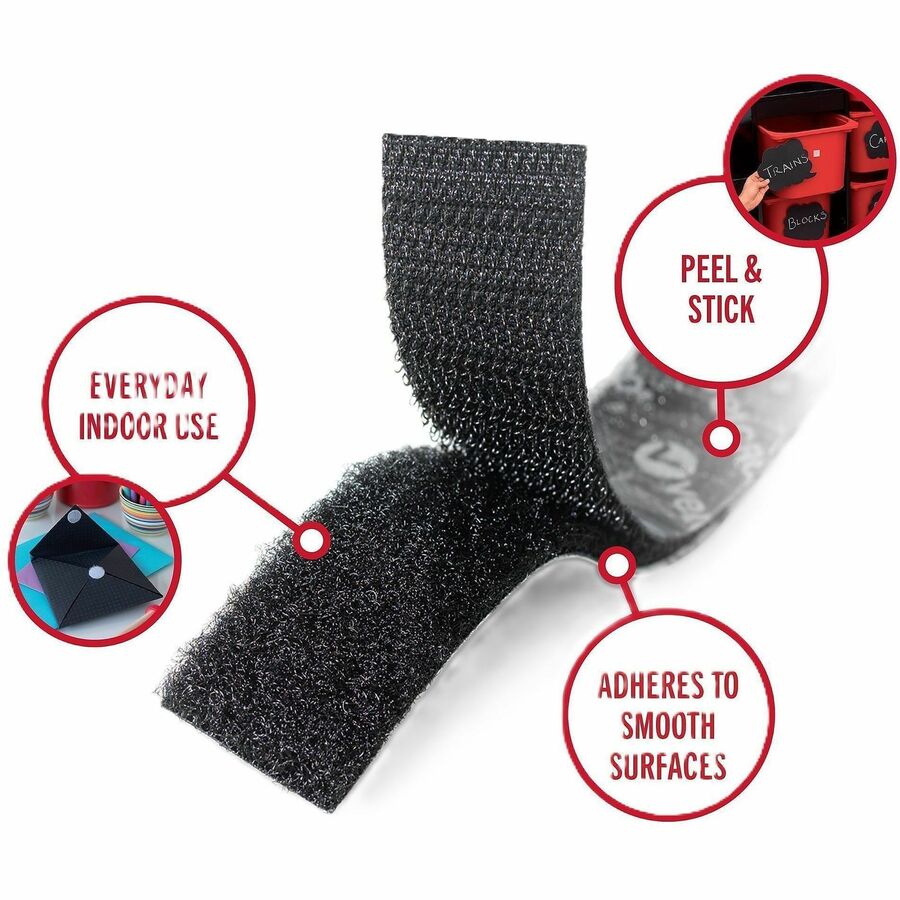VELCRO&reg; High-Strength Fastener - 25 yd Length x 2" Width - Black - Polyamide - Dust Resistant, Temperature Resistant - For Mounting, Project, Indoor, Nail, Screw, Stainless Steel, Glass, Plastic, Aluminum - 1 Box