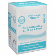 Phade Compostable Straws - 7.8" Height x - Polyhydroxyalkanoate (PHA) - Caribbean Blue - 600 / Box