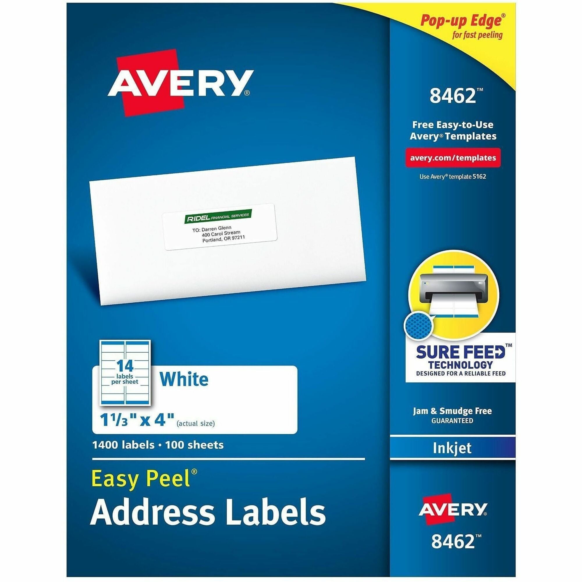 Avery&reg; Easy Peel Address Labels, 1-1/3" x 4" , 1,400 Labels (8462)
