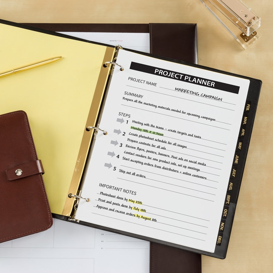 Avery&reg; Tab Divider - 12 x Divider(s) - Jan-Dec - 12 Tab(s)/Set - 8.5" Divider Width x 11" Divider Length - 3 Hole Punched - Buff Paper Divider - Black Paper Tab(s) - 30% Recycled - 12 / Set
