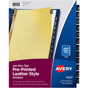 Avery&reg; Tab Divider - 12 x Divider(s) - Jan-Dec - 12 Tab(s)/Set - 8.5" Divider Width x 11" Divider Length - 3 Hole Punched - Buff Paper Divider - Black Paper Tab(s) - 30% Recycled - 12 / Set