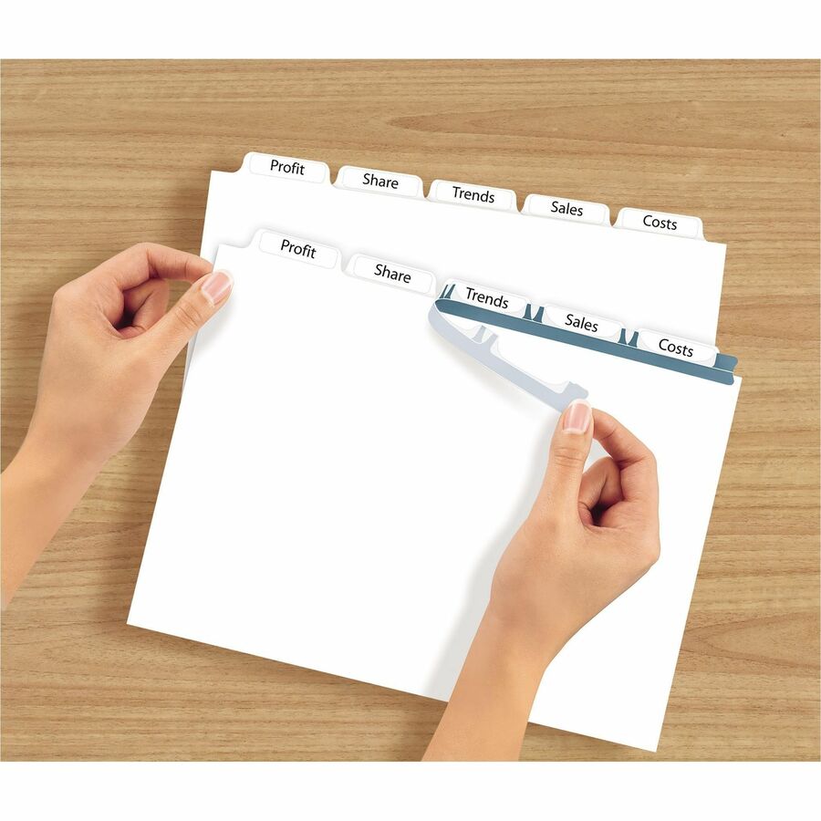 Avery Print & Apply Clear Label Dividers, 25 Dividers, 5 Tabs/Set, Letter Size, 3-Hole Punched, Clear Paper, White Tabs, 20% Recycled, 1 Pack